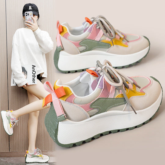 Damen Sportliche Chunky Sneakers mit verspieltem Farbdesign EB