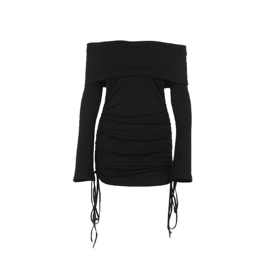 Damen Off-Shoulder Oberteil mit Raffungen und Kordeldetails EB