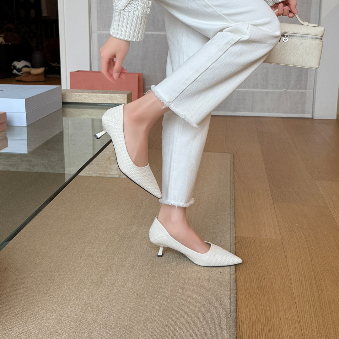 Damen Elegante spitze Ballerinas mit feinem Höhlenmuster EB