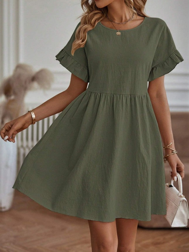 Damen Sommerliches Kleid mit Rüschendetails und lässiger Silhouette EB