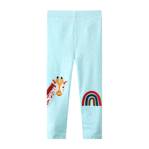 Mädchen Leggings mit entzückender Giraffen- und Regenbogenapplikation EB
