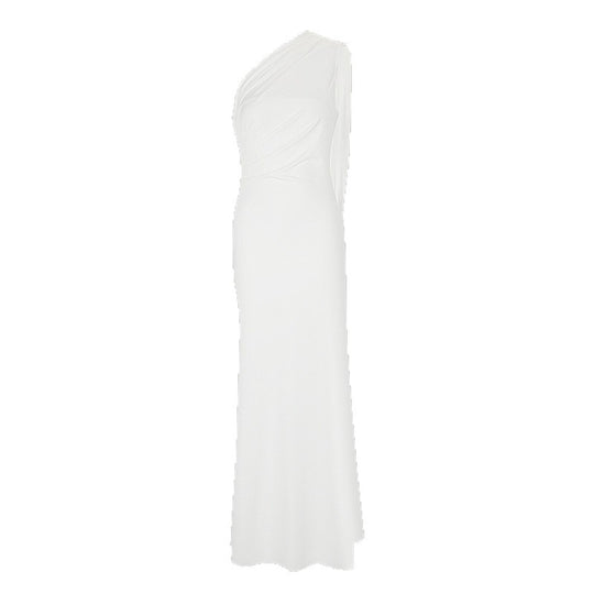 Damen elegantes Wickelkleid mit asymmetrischem Schnitt und tiefem V-Ausschnitt EB