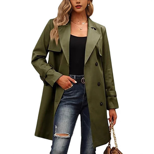 Damen Eleganter Trenchcoat mit doppelter Knopfleiste und schickem Kragen EB