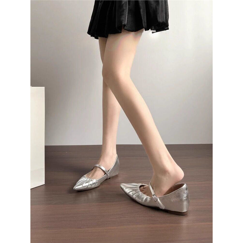 Damen elegante Slingback Ballerinas mit feinem Riemen EB