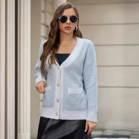 Damen oversized Strickjacke mit praktischen Taschen und stilvollen Knopfdetails EB