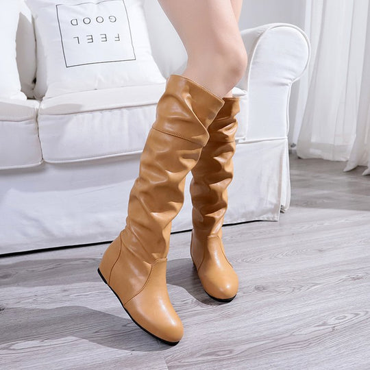 Damen nan lässige Slouch-Stiefel mit weichem Schaft, gerafftem Design und flacher Komfortsohle EB