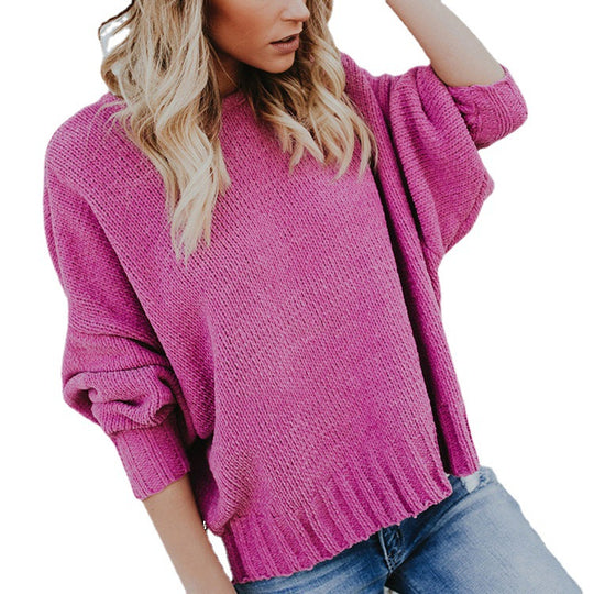 Damen Grobstrickpullover mit weitem Schnitt und modischem Design EB