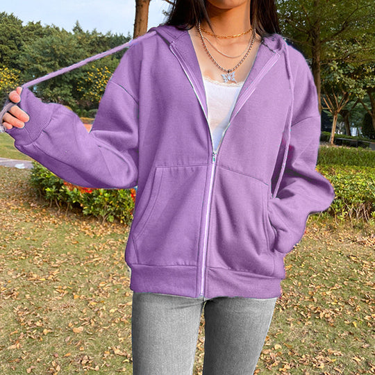 Damen Freizeit Übergroße Zip-Up Hoodie EB