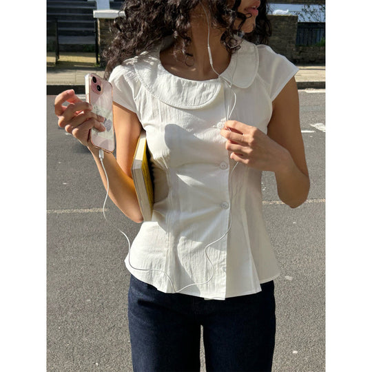 Damen Blusenshirt mit elegantem Kragen und tailliertem Schnitt EB
