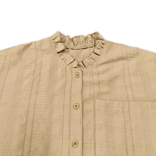 Damen Bluse mit Rüschenkragen und Knopfverschluss EB