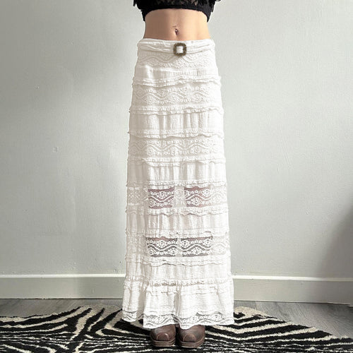 Damen Midirock mit elegantem Rüschensaum und dekorativem Taillengürtel EB