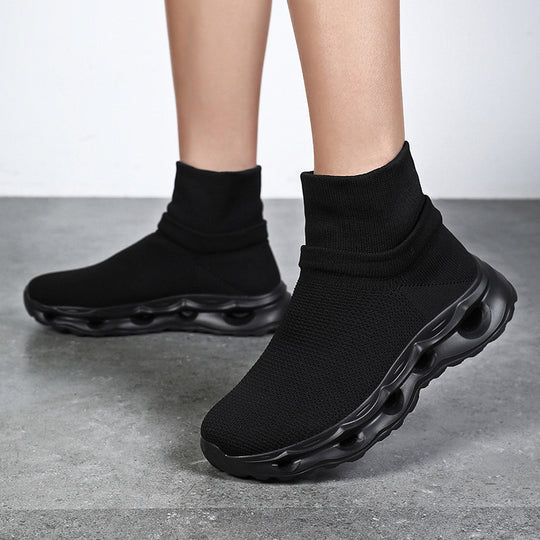 Damen Komfortable High-Top Sneakers aus atmungsaktivem Strick-EB