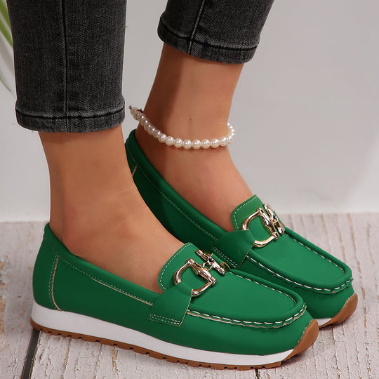 Damen elegante Mokassins mit modischem Schnallen-Detail EB