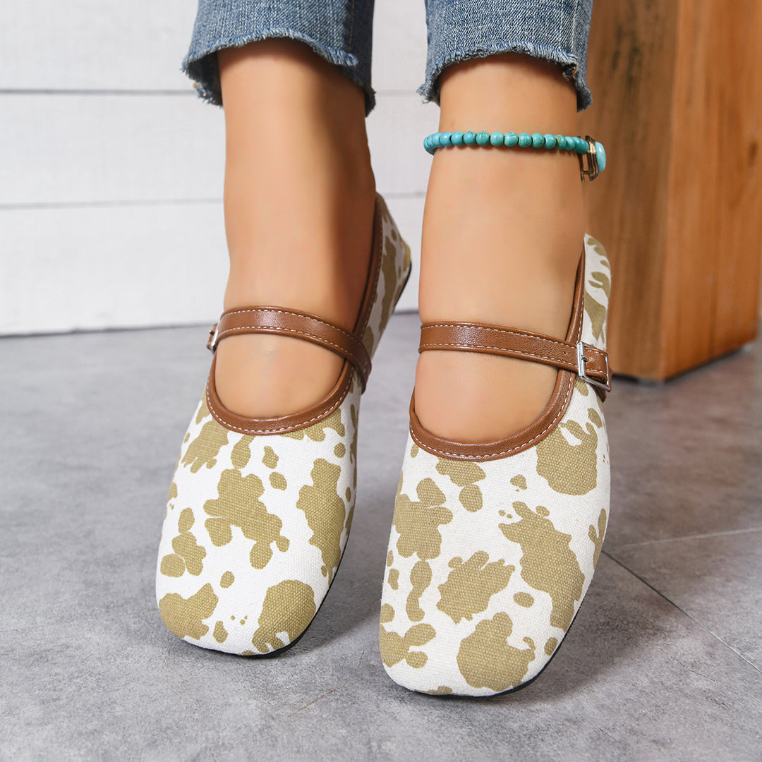 Damen Bequeme Ballerinas mit dekorativem Riemen EB