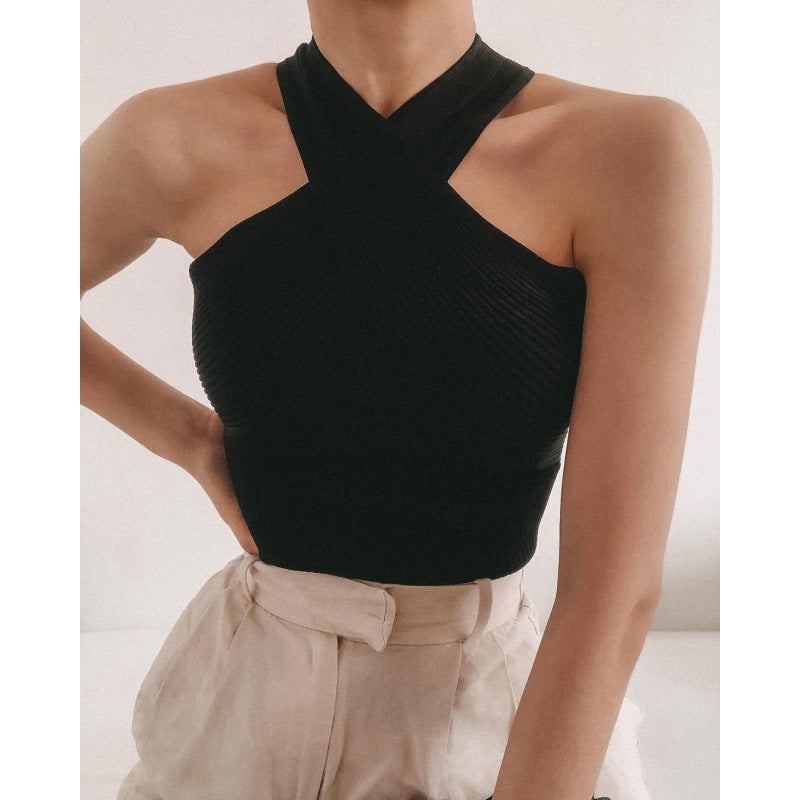 Damen Stricktop mit künstlerischem Kreuz-Träger Design EB