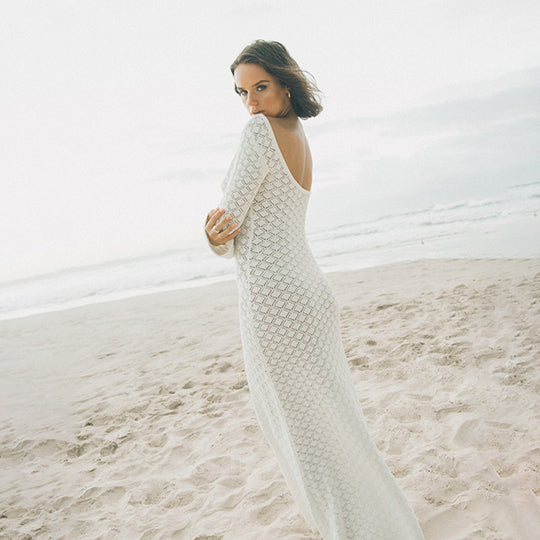 Damen elegantes gehäkeltes Strandkleid EB