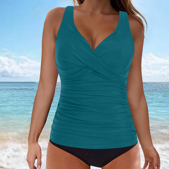 Damen Wickel-Tankini-Oberteil mit figurbetonendem Schnitt EB