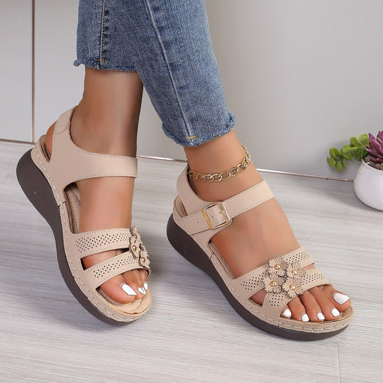 Damen Sandalen mit floralem Design und verstellbaren Riemen EB