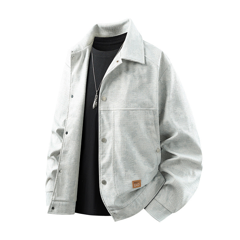 Herren samtartige Cord-Overshirt mit aufgesetzten Taschen und Druckknopfblende EB