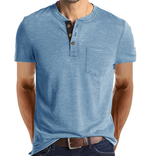 Herren T-Shirt mit strukturiertem Kragen und Brusttasche EB