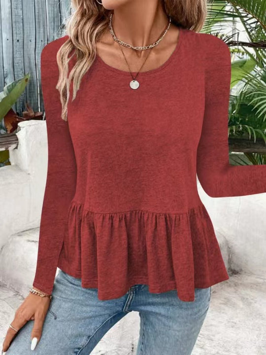 Damen Langarmshirt mit voluminösem Peplumschnitt EB