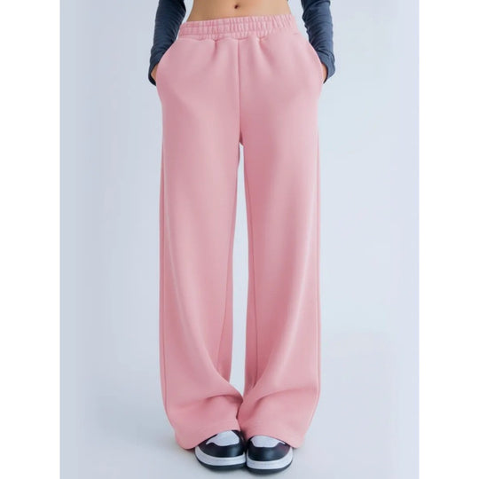 Damen nan fließende Palazzo-Loungehose mit extra weitem Bein elastischem Komfortbund und dezenten Eingrifftaschen EB