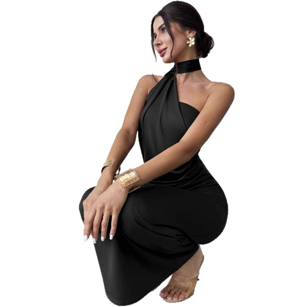 Damen Elegantes Wickelkleid mit verführerischem Halterneck-Design EB