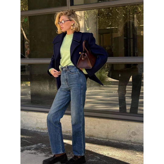 Damen Wollmantel mit doppeltem Knopfverschluss und elegance Schnitt EB