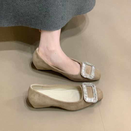 Damen elegante Ballerinas mit funkelnder Schnallenverzierung EB