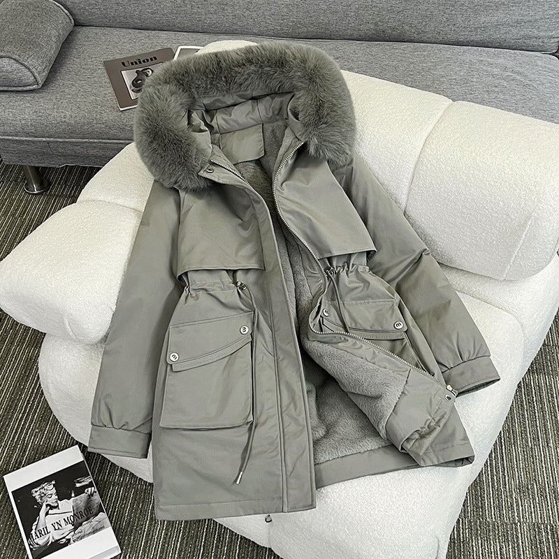 Damen Modischer Winterparka mit kuscheligem Innenfutter und praktischen Taschen EB