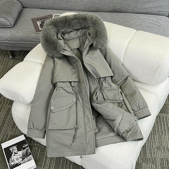 Damen Modischer Winterparka mit kuscheligem Innenfutter und praktischen Taschen EB