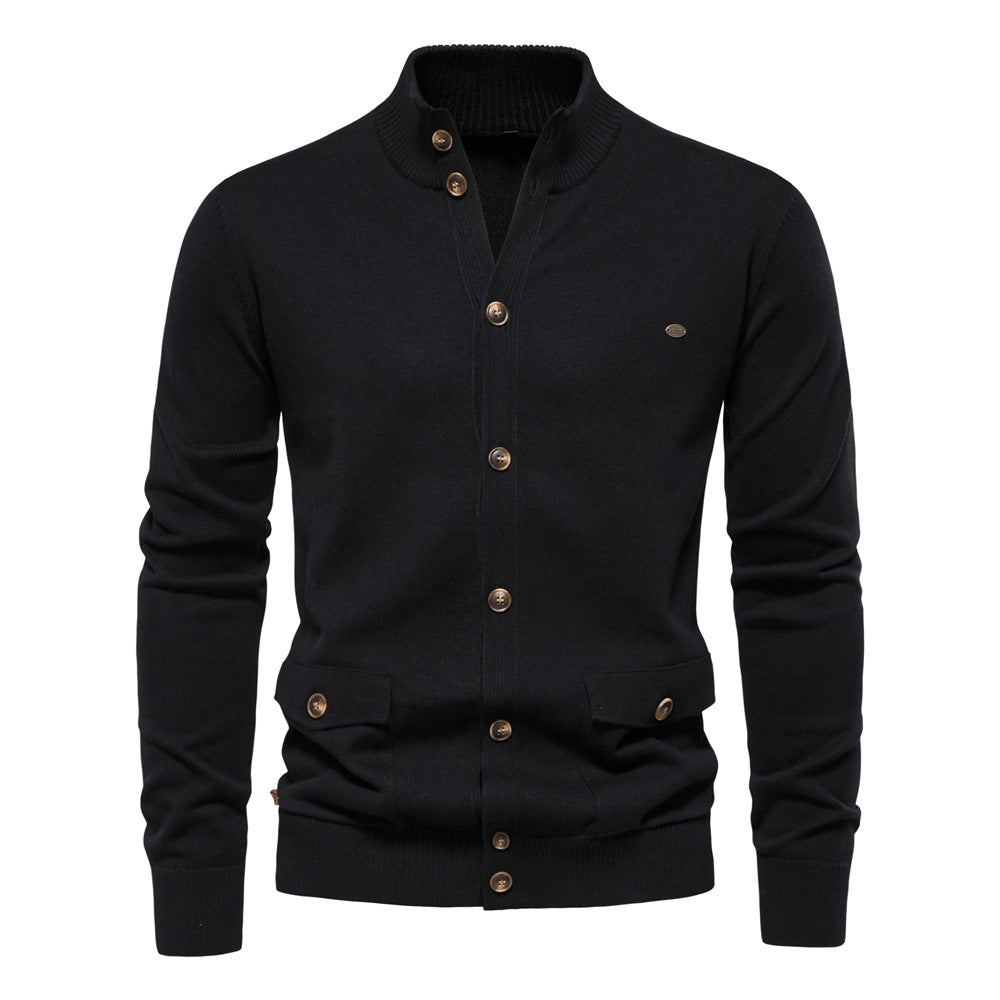 Herren Strickjacke mit modernem Stehkragen und praktischen Knöpfen EB