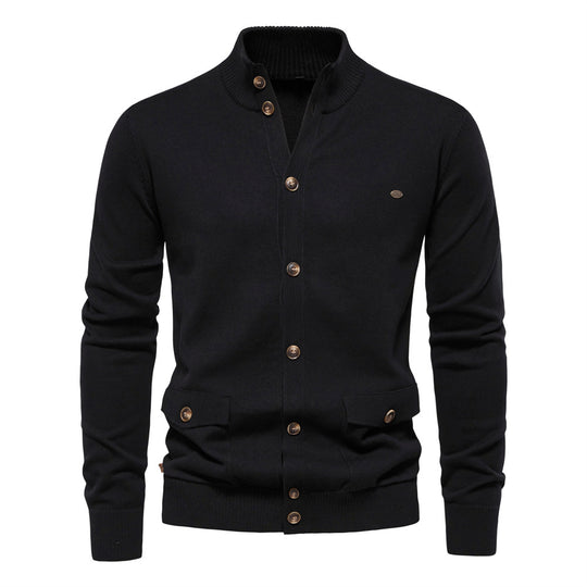 Herren Strickjacke mit modernem Stehkragen und praktischen Knöpfen EB