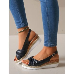 Damen Wedge-Sandaletten mit elegantem Knoten-Design EB