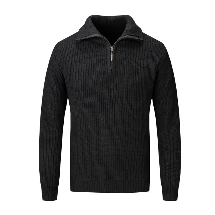 Herren Freizeitpullover mit halbem Reißverschluss und strukturiertem Strickmuster EB