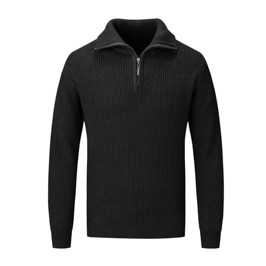Herren Freizeitpullover mit halbem Reißverschluss und strukturiertem Strickmuster EB