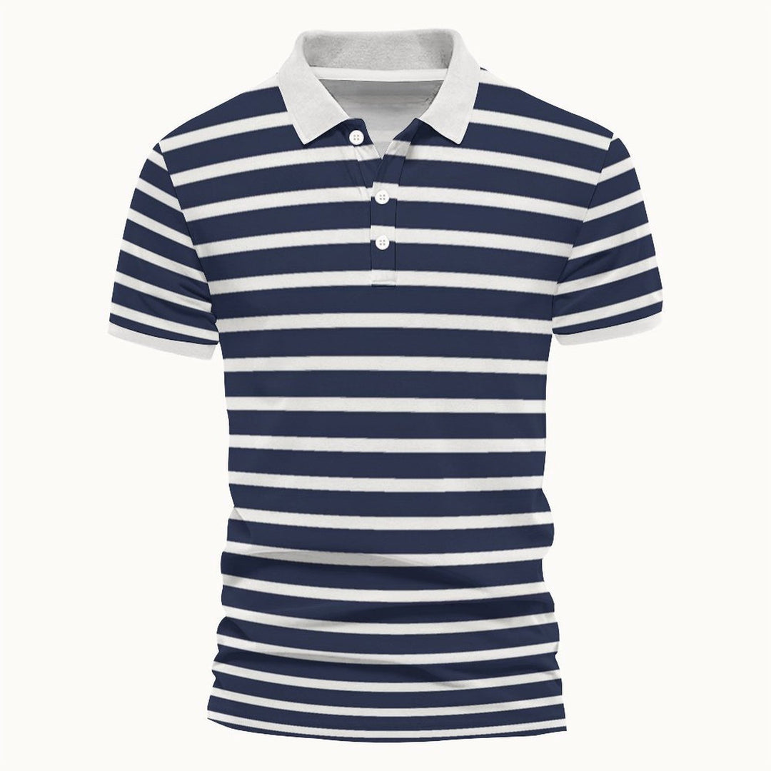 Herren Polo-Shirt mit maritimem Streifenmuster und kontrastierendem Kragen EB