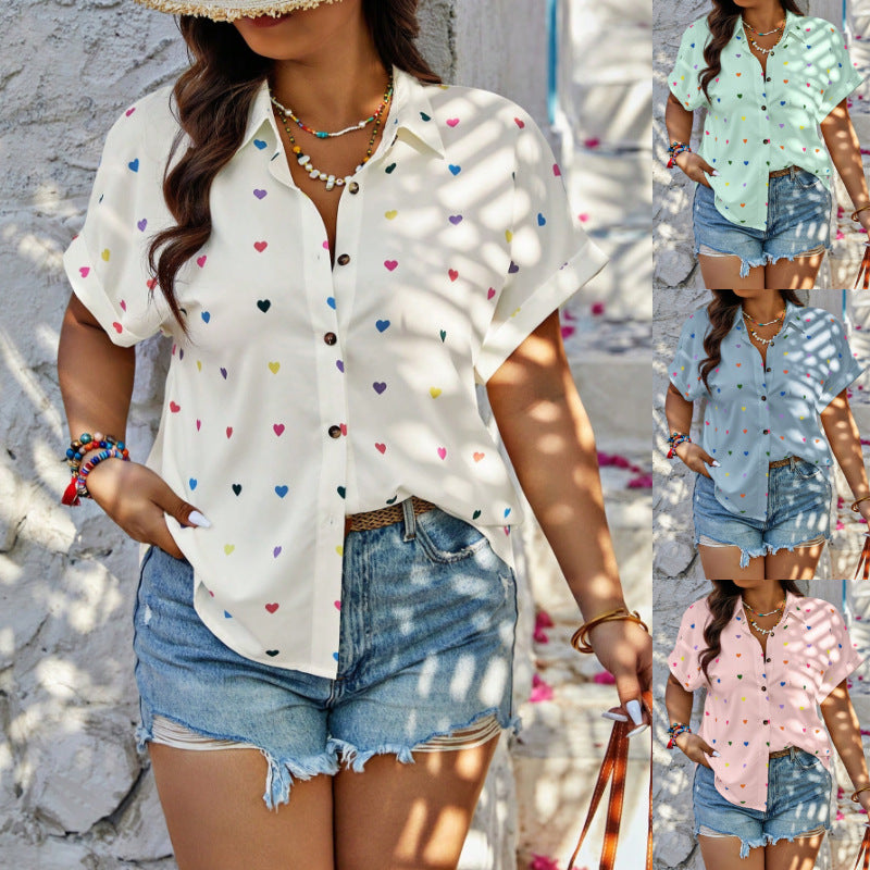 Damen Bluse mit buntem Herzmotiv EB