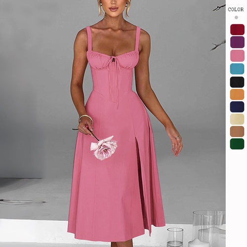 Damen elegante A-Linien Kleid mit charmanten Rüschendetails EB