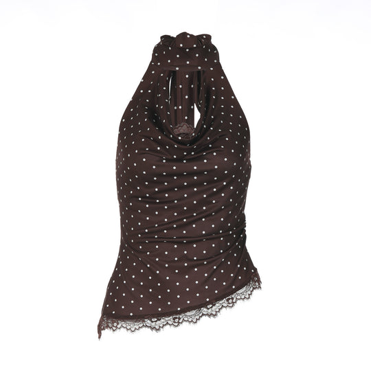 Damen Figurnahes Haltertop mit verspieltem Punktedesign EB
