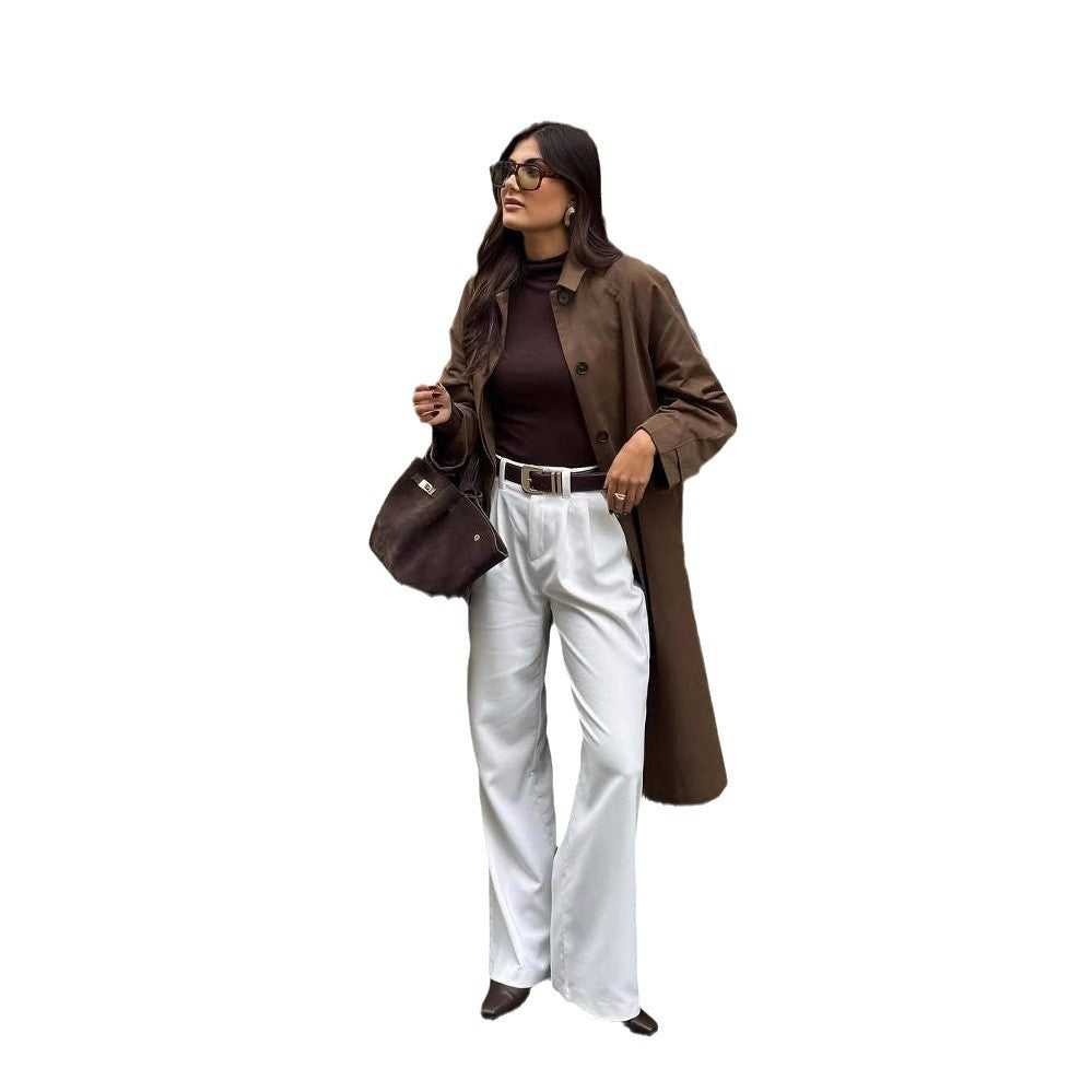Damen modische Trenchcoatjacke mit lässigem Schnitt und Gürtel EB
