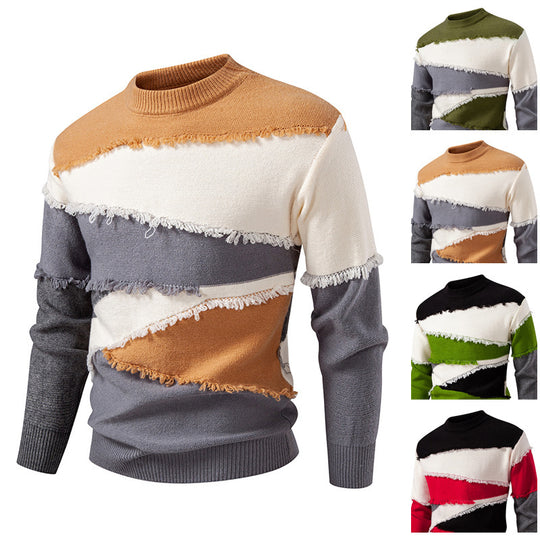 Herren modischer Pullover mit fransigen Details EB