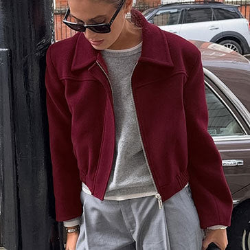 Damen Cropped Fleecejacke mit Stehkragen und Reißverschluss EB