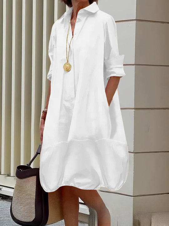 Damen Lässiges Hemdblusenkleid mit weit geschnittenem Saum EB