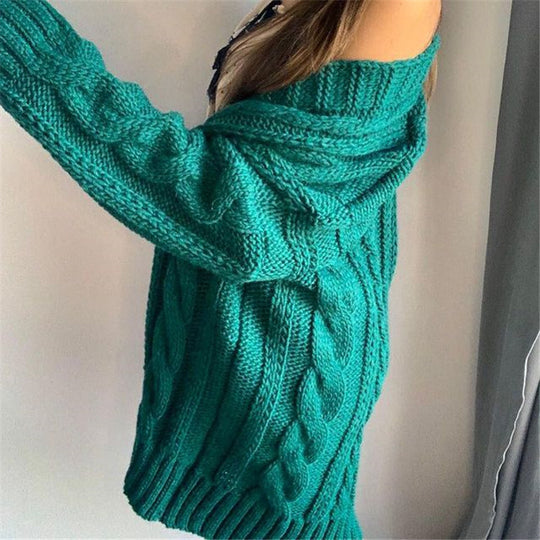 Damen Großer Oversized Strickpullover EB