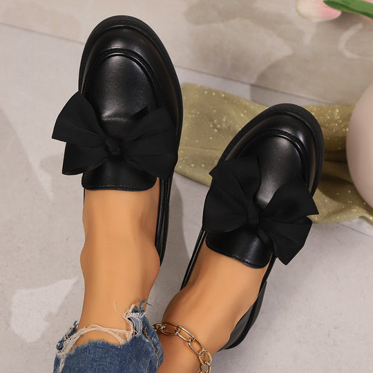 Damen Elegante Slip-On-Loafer mit übergroßer Stoffschleife und ergonomischem Komfortfußbett EB