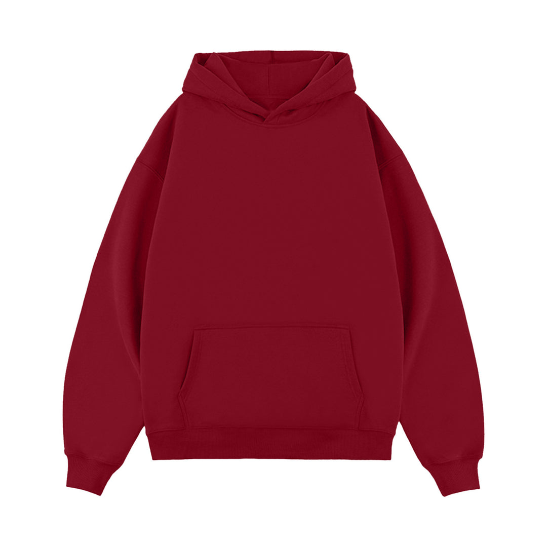 Unisex minimalistischer Oversize-Kapuzenpullover mit gedoppelter Kapuze, tiefer Schulter und breitem Rippbund EB