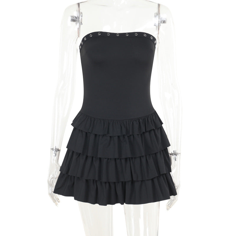 Damen Rüschensommerkleid mit schulterfreiem Design EB