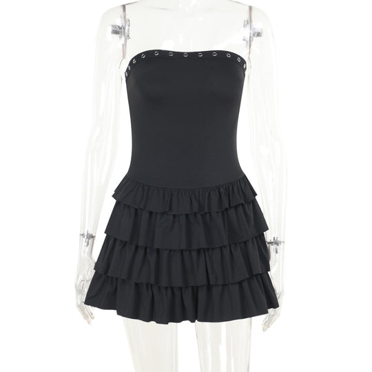 Damen Rüschensommerkleid mit schulterfreiem Design EB