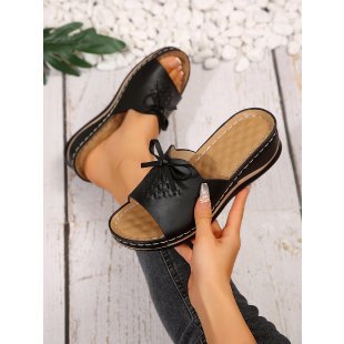 Damen Komfortable und stilvolle Mules mit raffiniertem Schleifendetail EB
